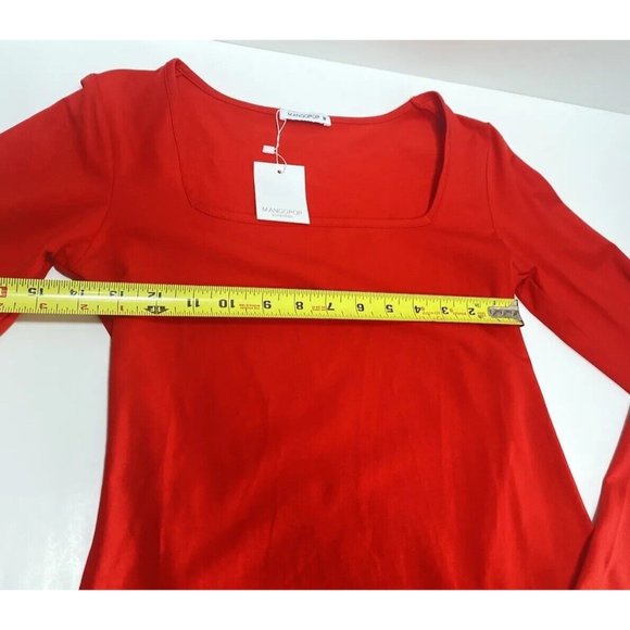 Brand New Women’s Long Sleeve Solid Red Square Neck Bodysuit, Size Medium - Picture 8 of 9